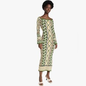 Misa Jaquetta figure-hugging knit midi dress   Limoncello Geometric print Size